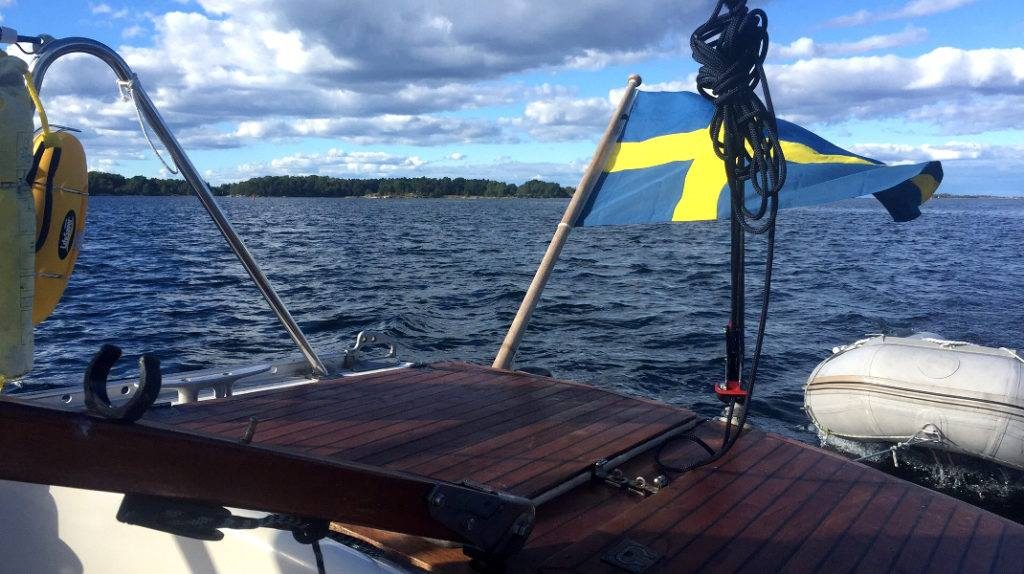 Faszination Skandinavien Schwedische See boot, Schwedische fahne